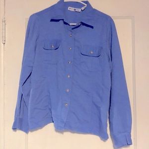 Blue button up (color looks more accurate with this filter)